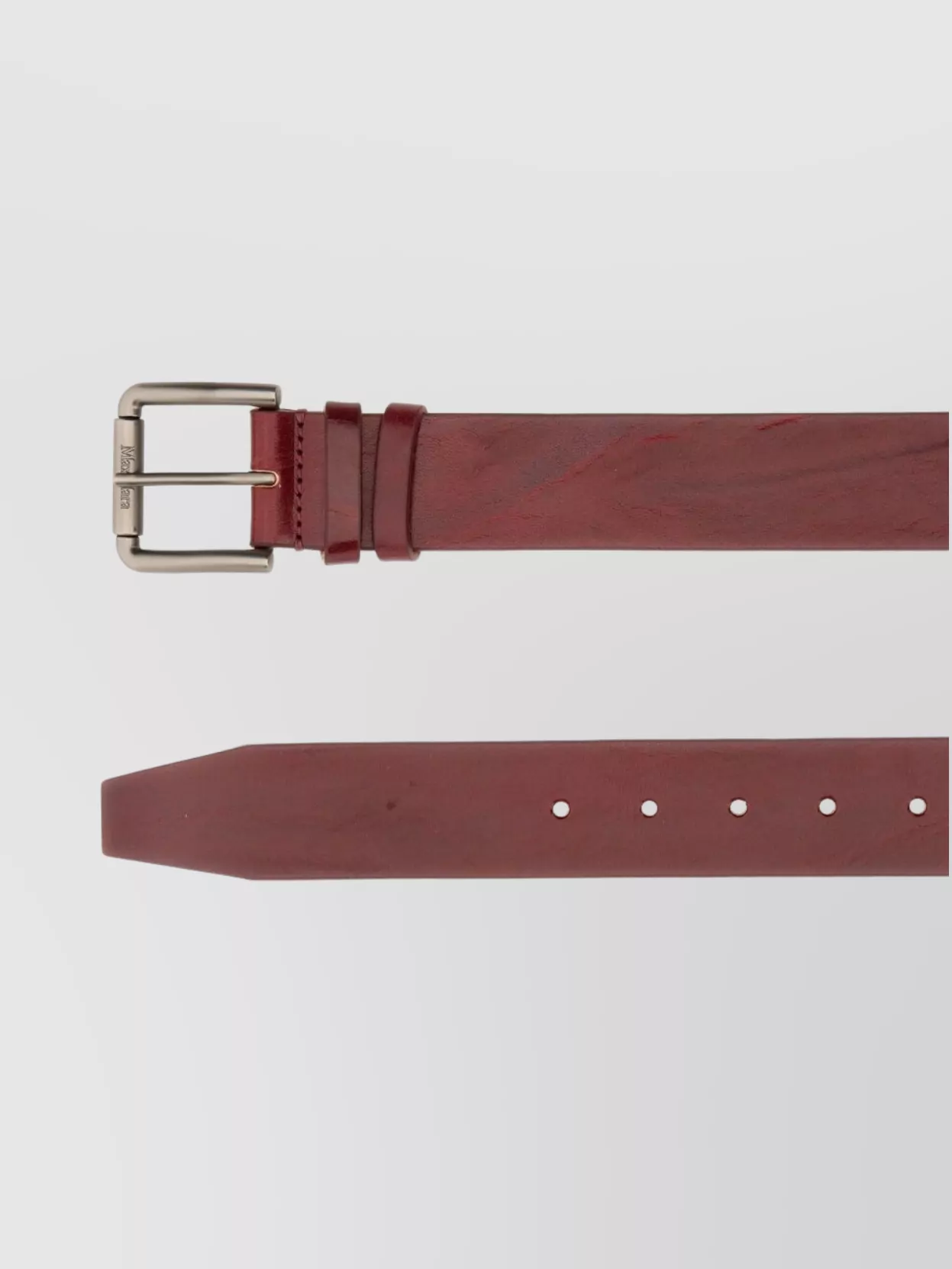 Max Mara Adjustable Leather Belt Metal Buckle In Red