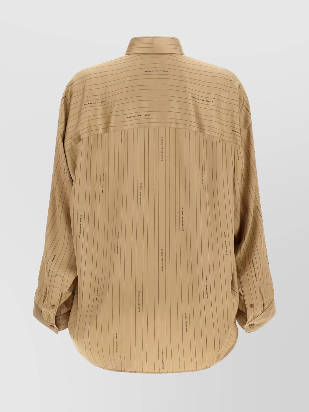 Balenciaga Satin Long-sleeved Striped Shirt In Brown