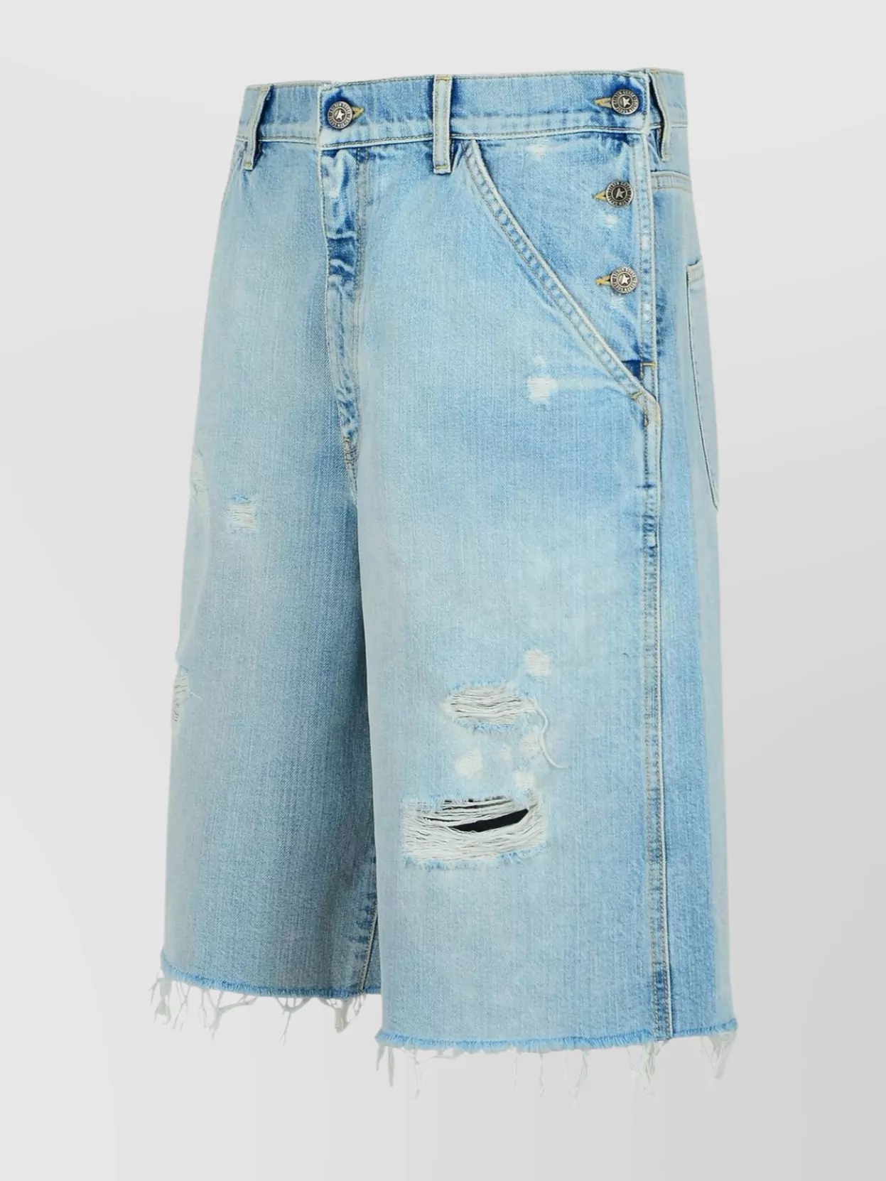 Golden Goose Bermuda Shorts With Distressed Accents And Frayed Hem