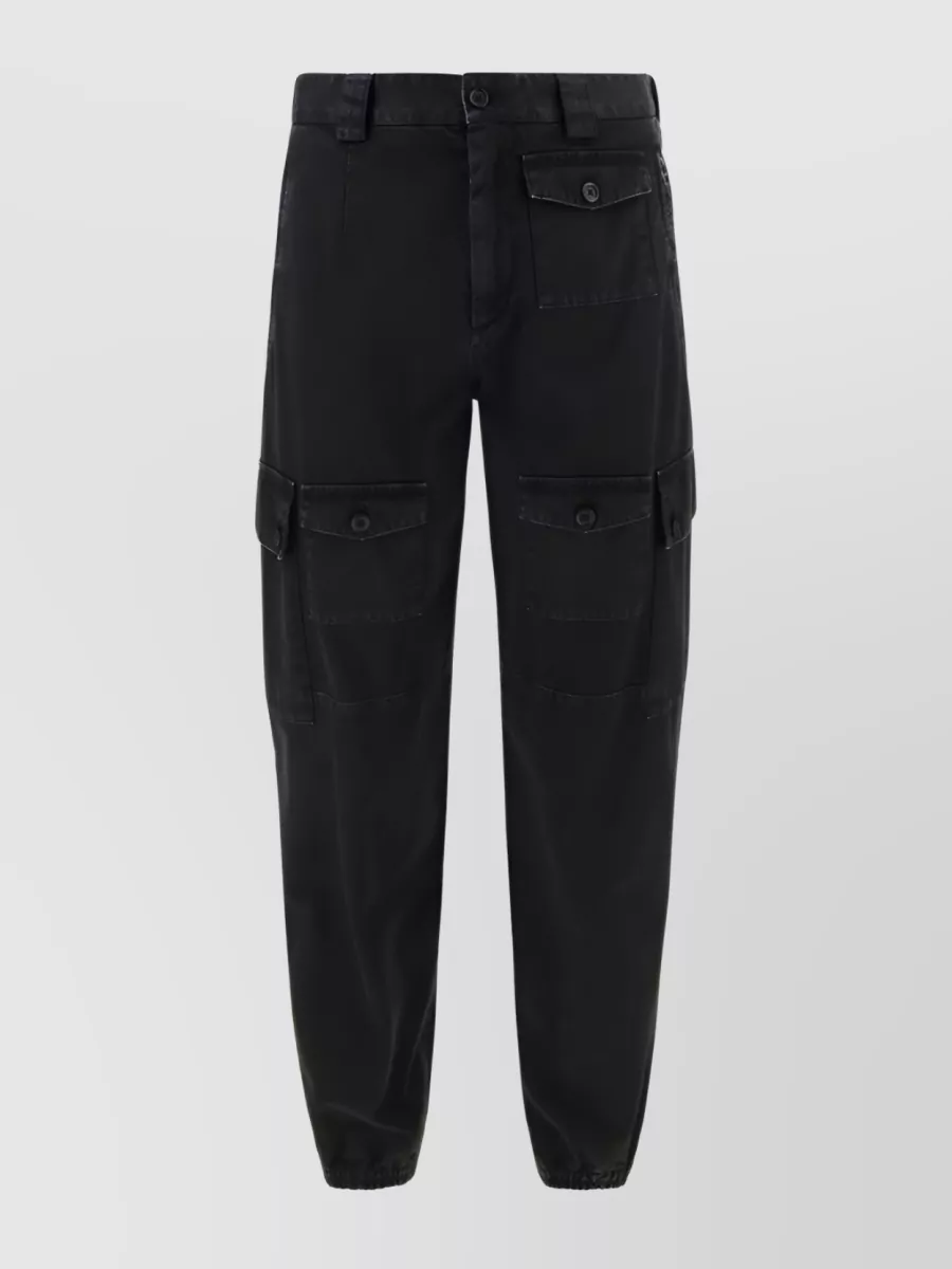 Shop Dolce & Gabbana Cargo Pants With High Waist And Multiple Pockets In Black