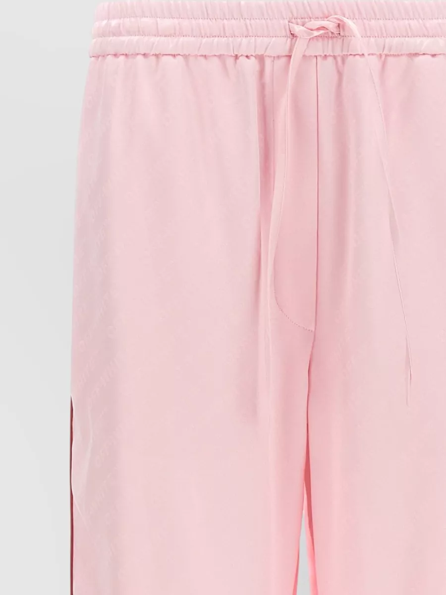 Off-White Jacquard Satin Pajama Trousers Side Stripe