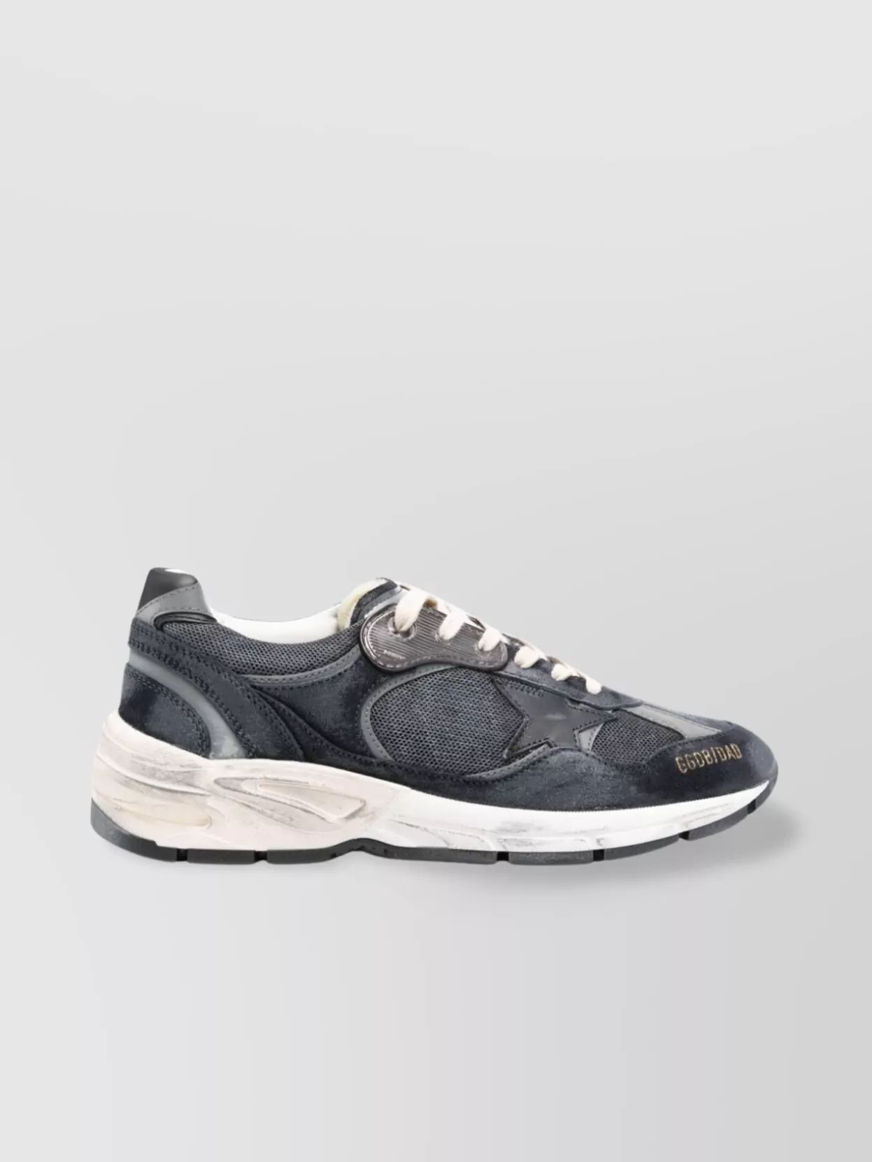 Shop Golden Goose Leather Sneakers With Distressed Finish And Mesh Design In Grey