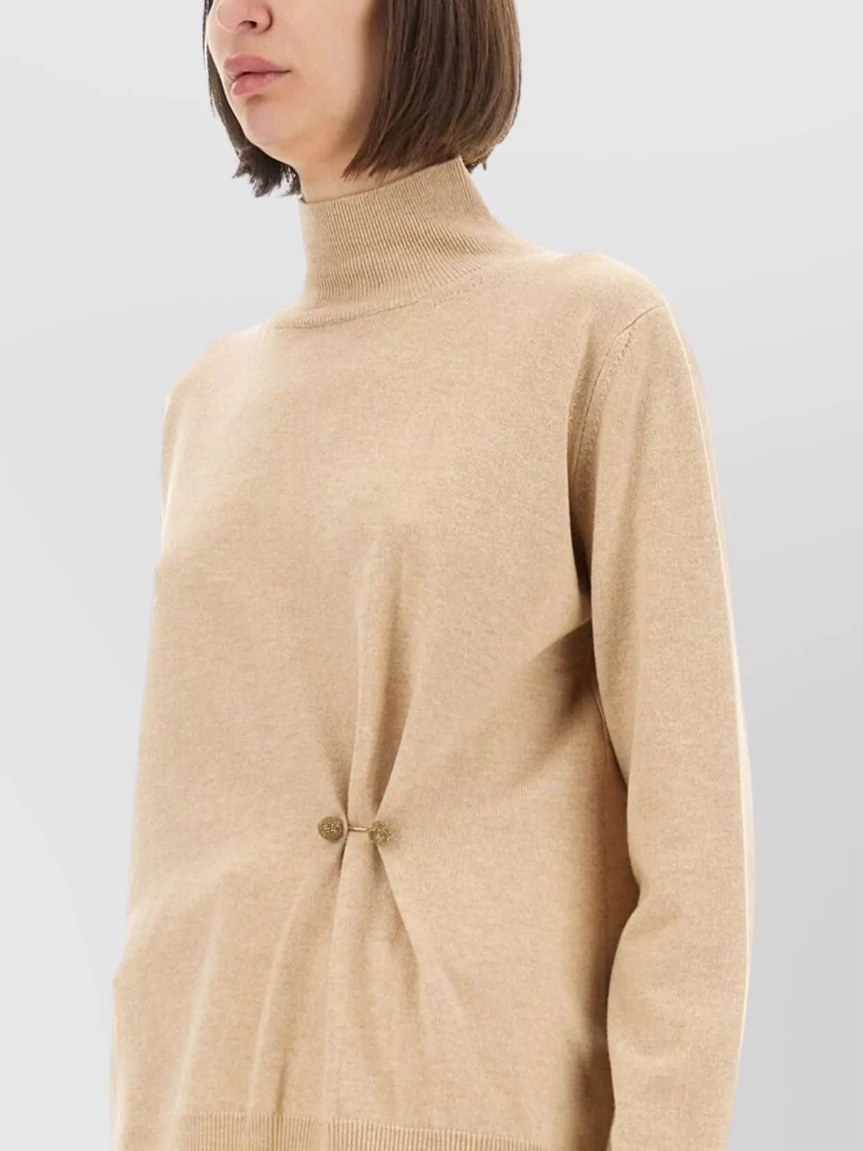 Fabiana Filippi Turtleneck Top With Button Detail And Ribbed Cuffs