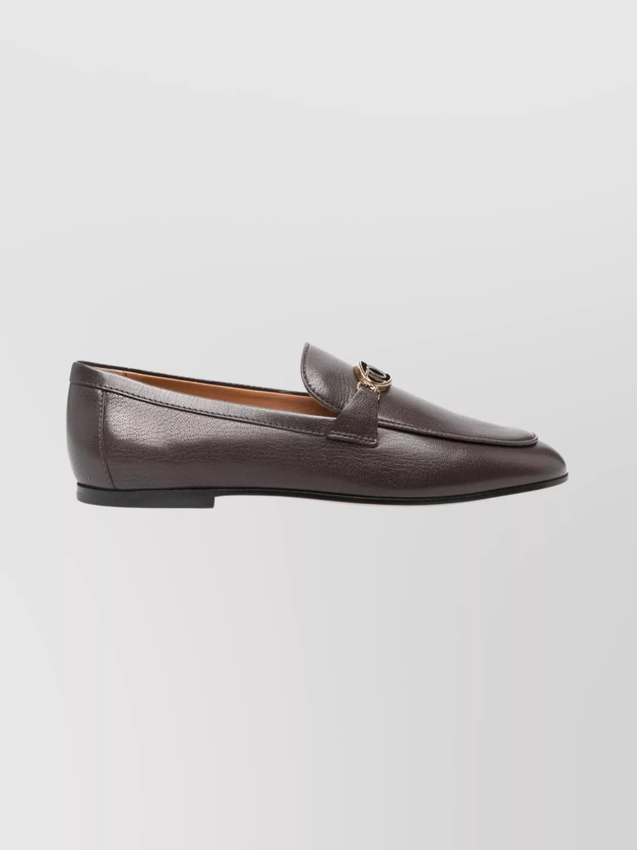 Tod's Almond Toe Leather Loafers With Crinkled Finish