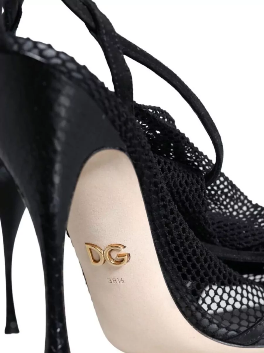 Dolce&Gabbana Leather Mesh Stiletto Sandals