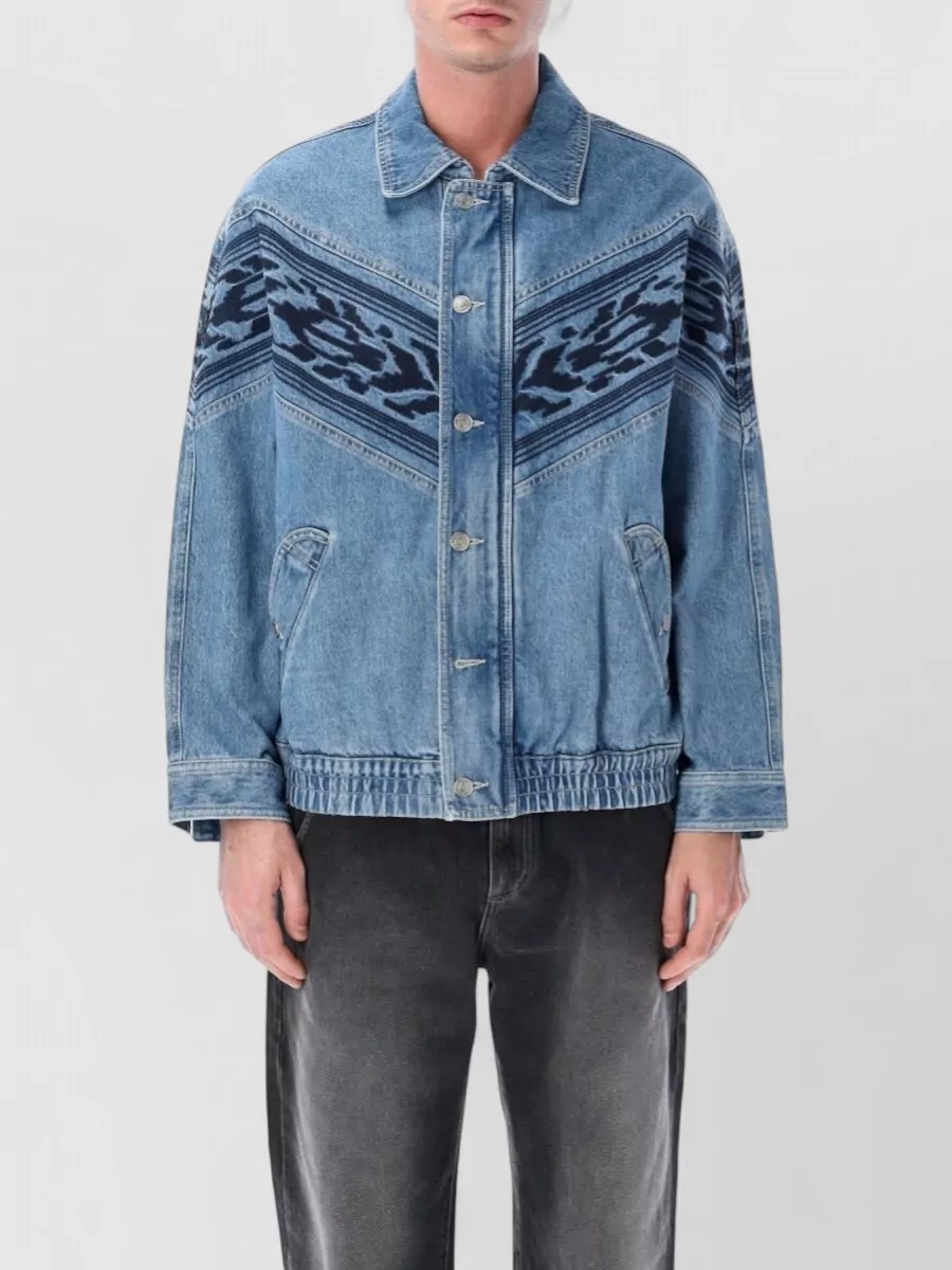 Isabel Marant denim embroidered bomber jacket