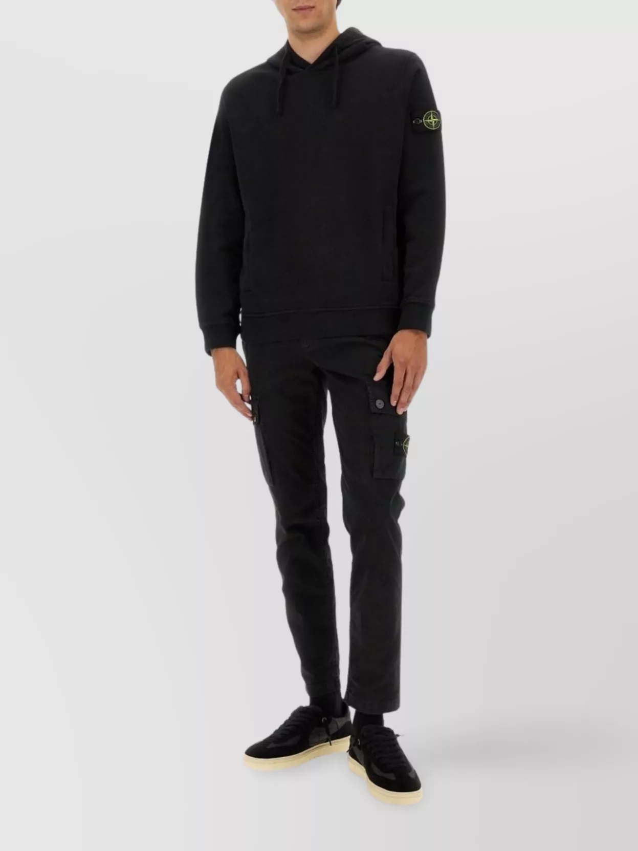 Stone Island Oversized Hoodie With Raglan Sleeves In Black