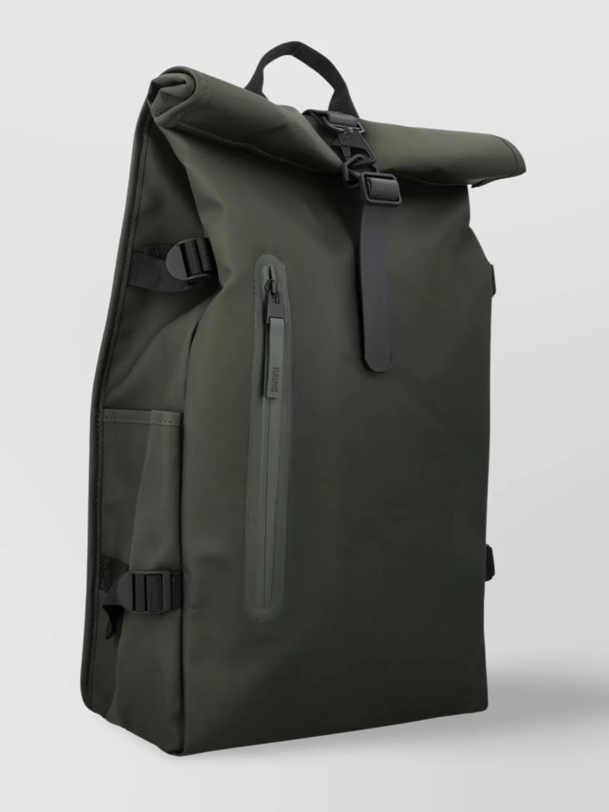 Rains Large Waterproof Rolltop Backpack With Multiple Pockets