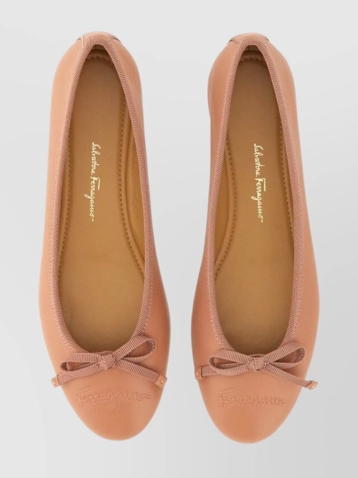 Ferragamo Nappa Ballerina Shoes Bow Detail In Orange