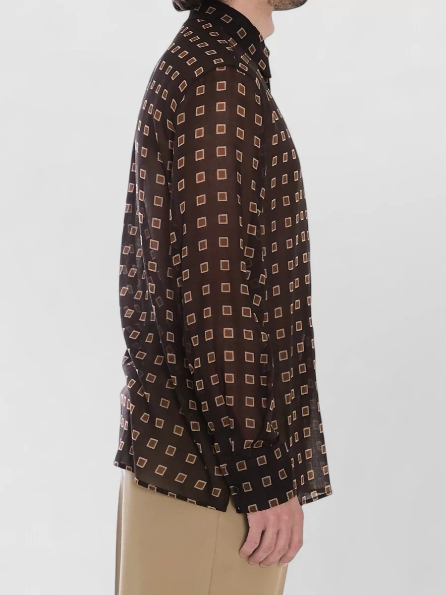 Saint Laurent Geometric Pattern Skinny Wool Shirt