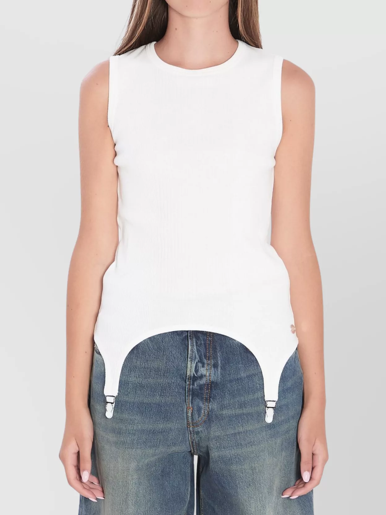 Jean Paul Gaultier Women Tank Top With Lingerie Garter In Neutral