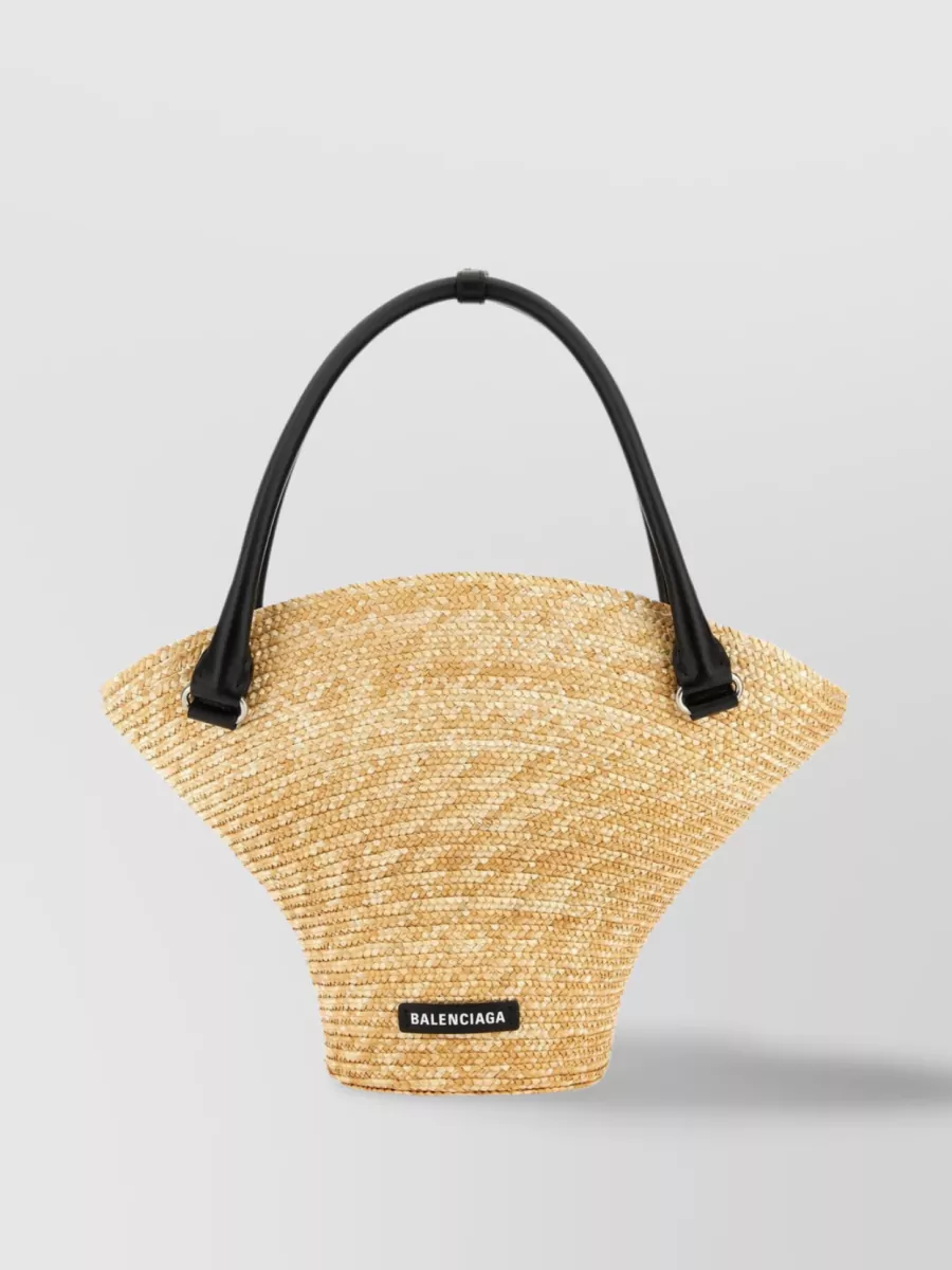 Shop Balenciaga Beach Straw Woven Bag In Beige