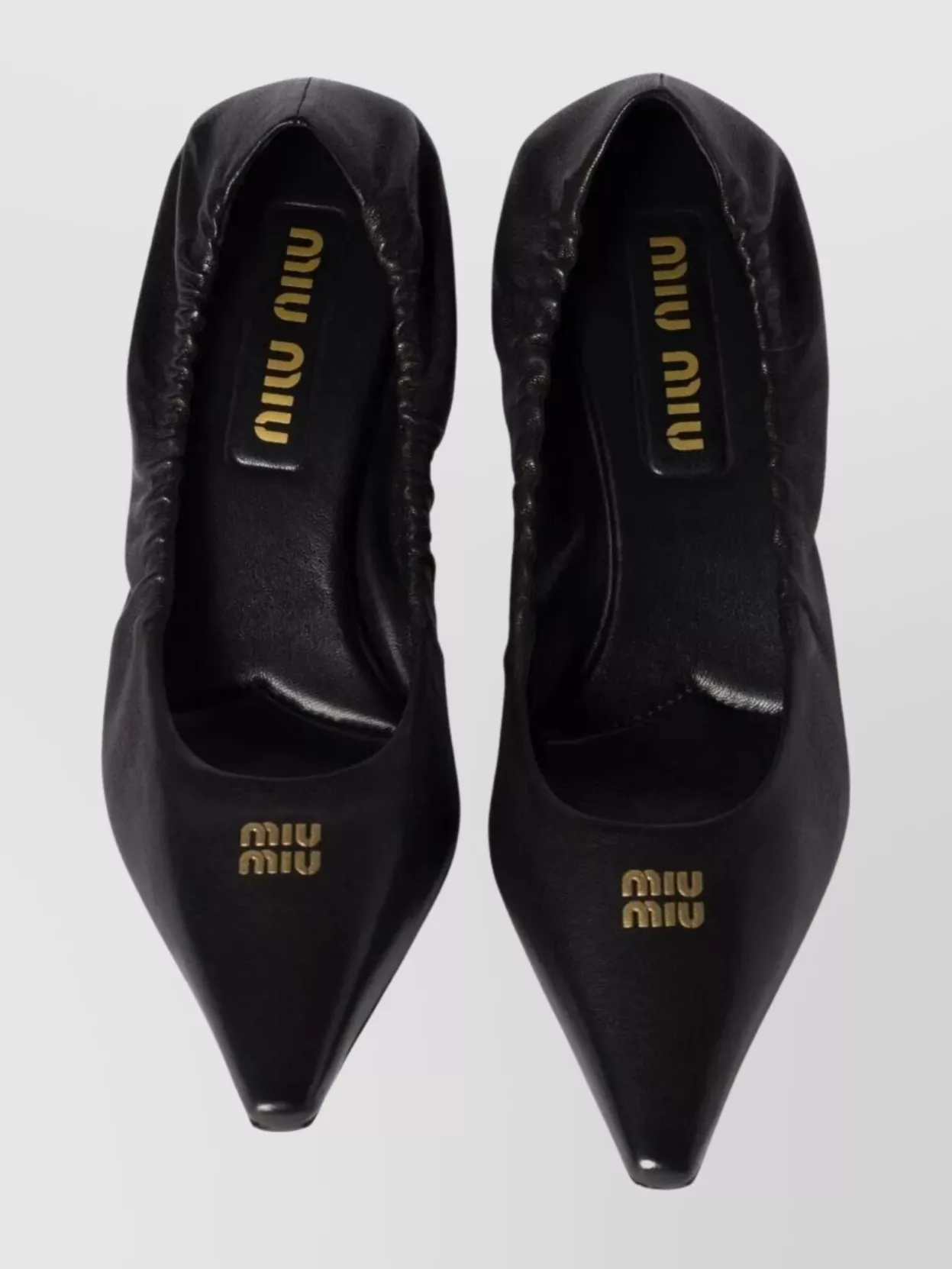 Miu Miu Leather Pointed Toe Kitten Heel Pumps