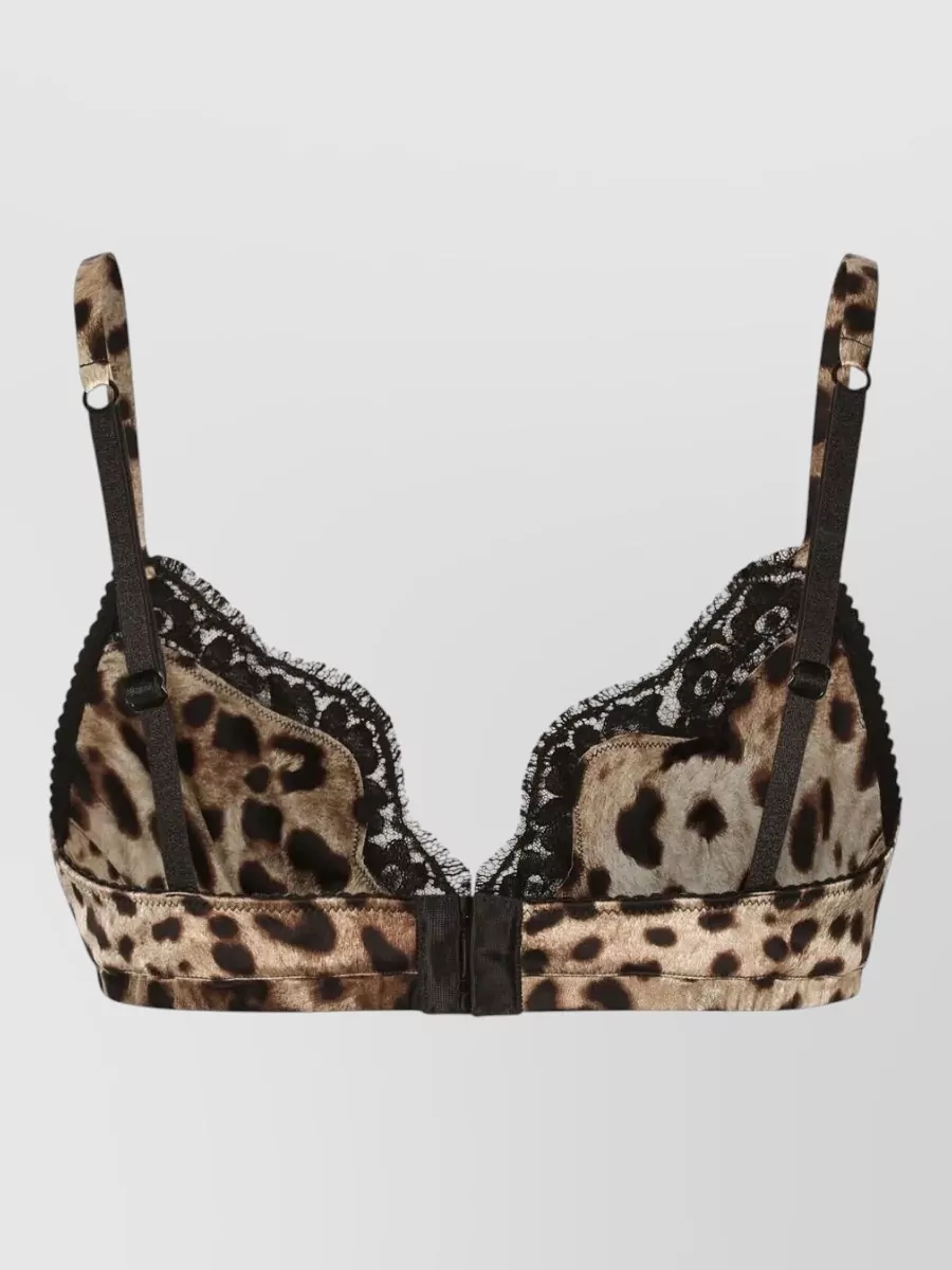 Dolce&Gabbana Satin Soft Cup Bra Lace Animal Print