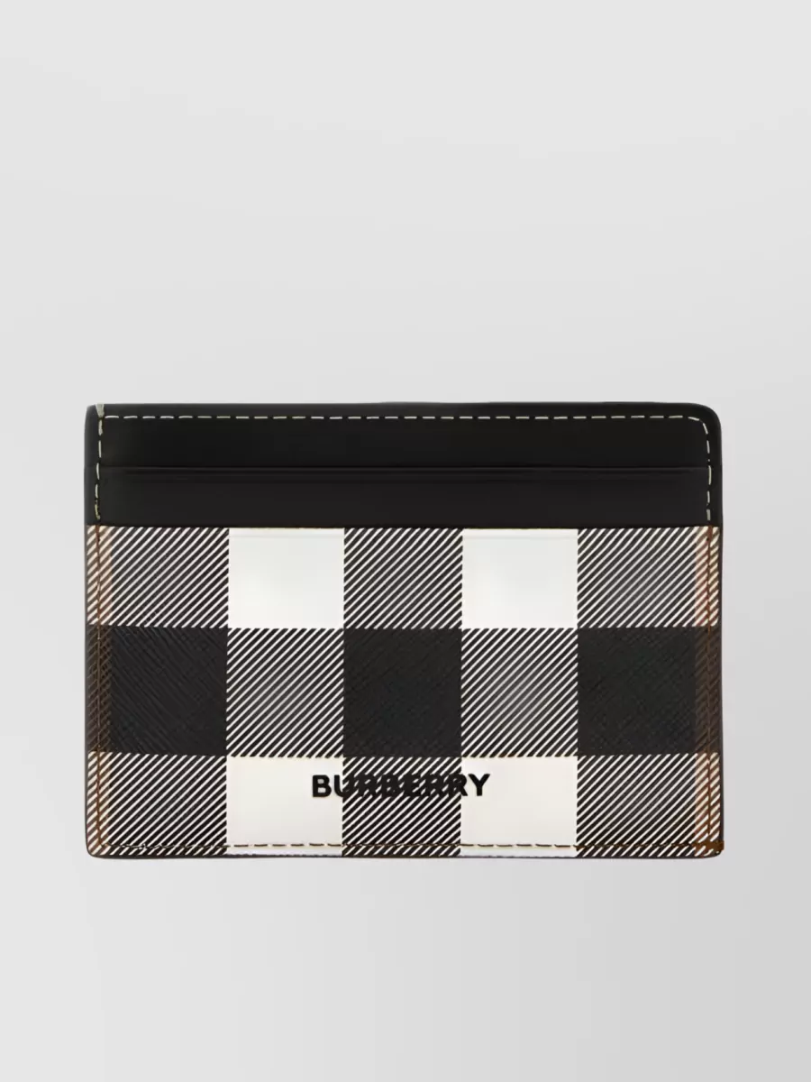 Shop Burberry Bold Checkered Pattern Cardholder In White