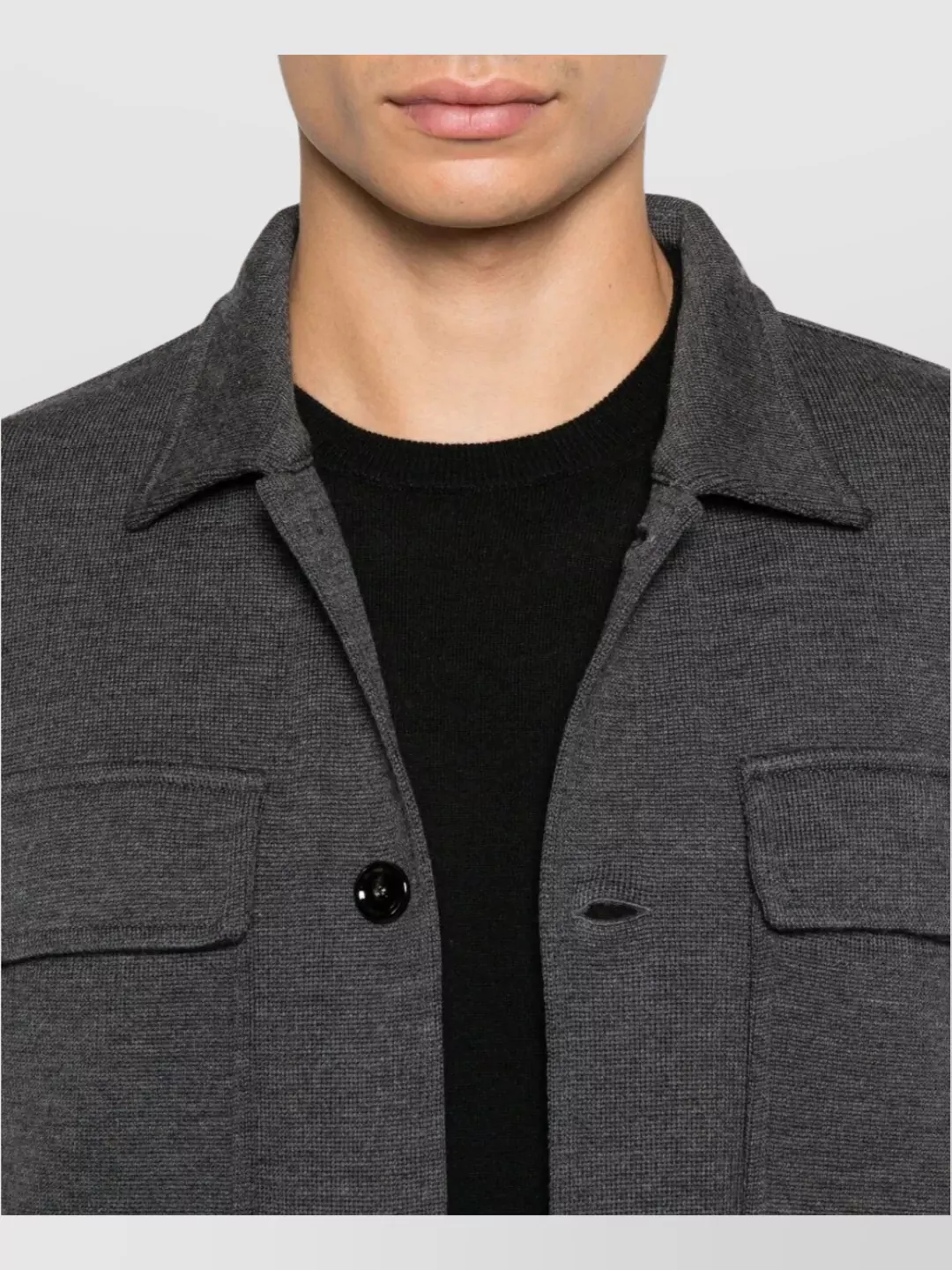 Lardini Men's Collared Knit Jacket Appliqué