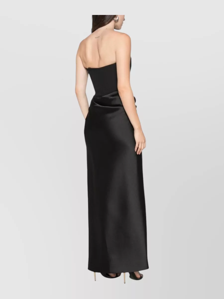 Solace London Strapless Draped Maxi Gown