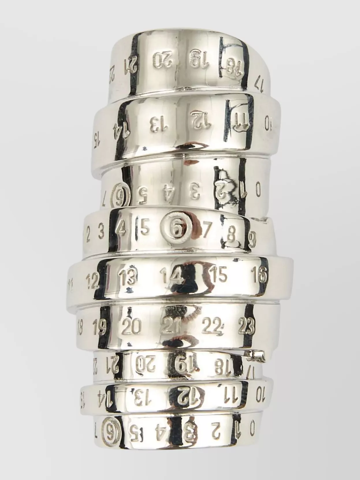 Mm6 Maison Margiela Numeric Engraved Ring Polished Finish In Metallic