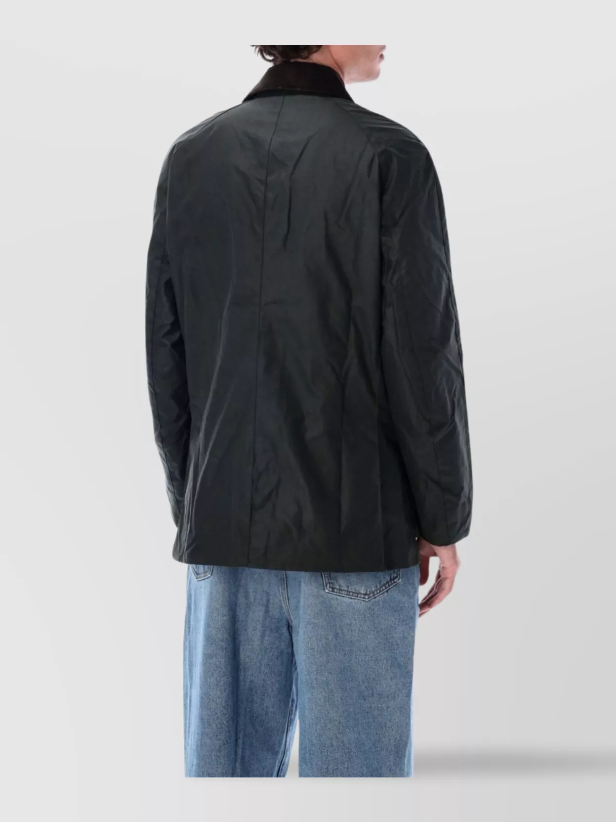 Barbour Jacket Collar Corduroy Slit Pockets In Black