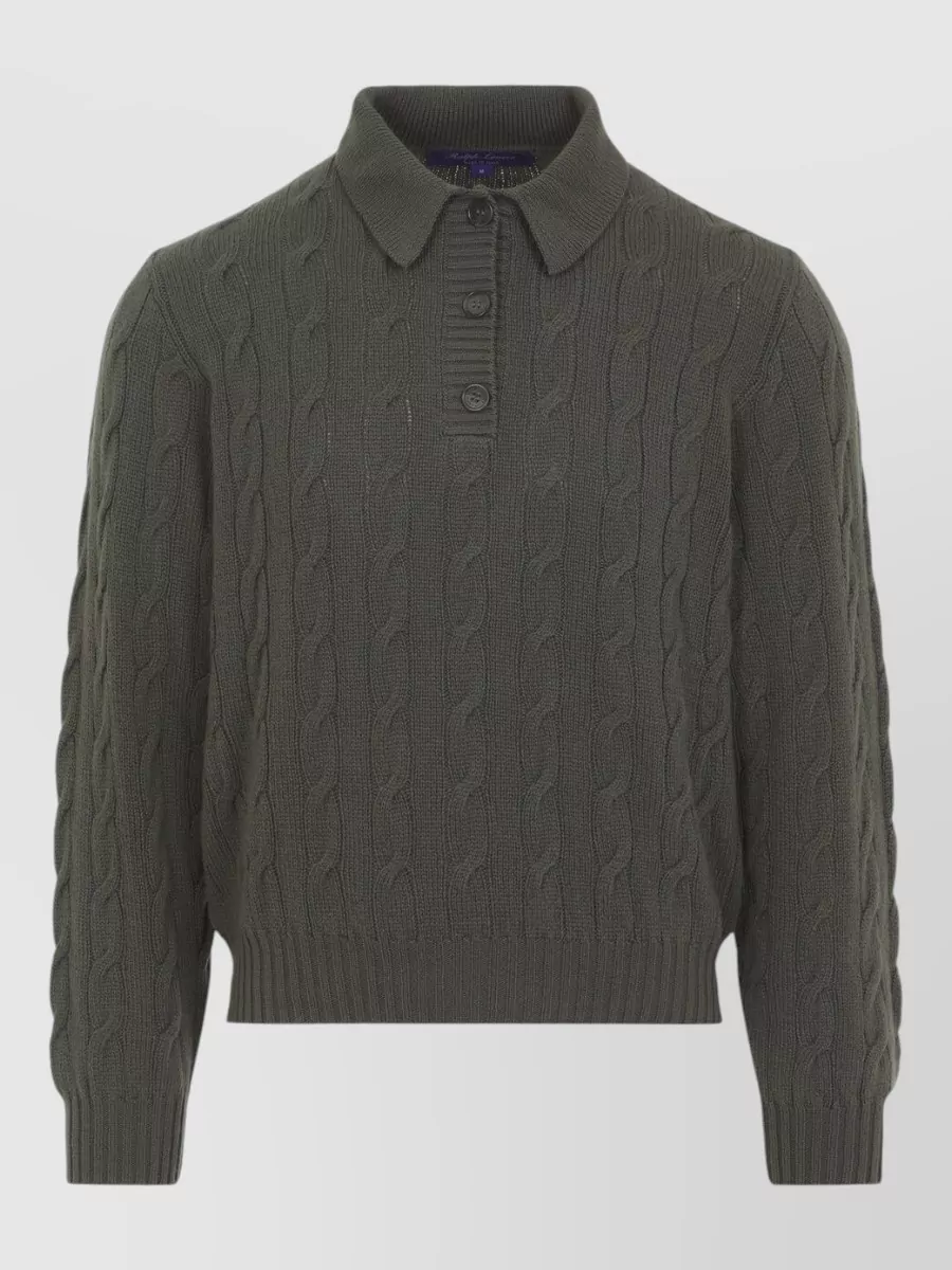 Ralph Lauren Collection cashmere cable-knit polo sweater