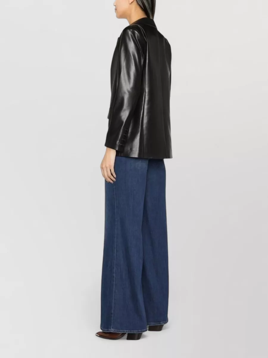 Alice + Olivia Faux Leather Single-Breasted Blazer Jacket