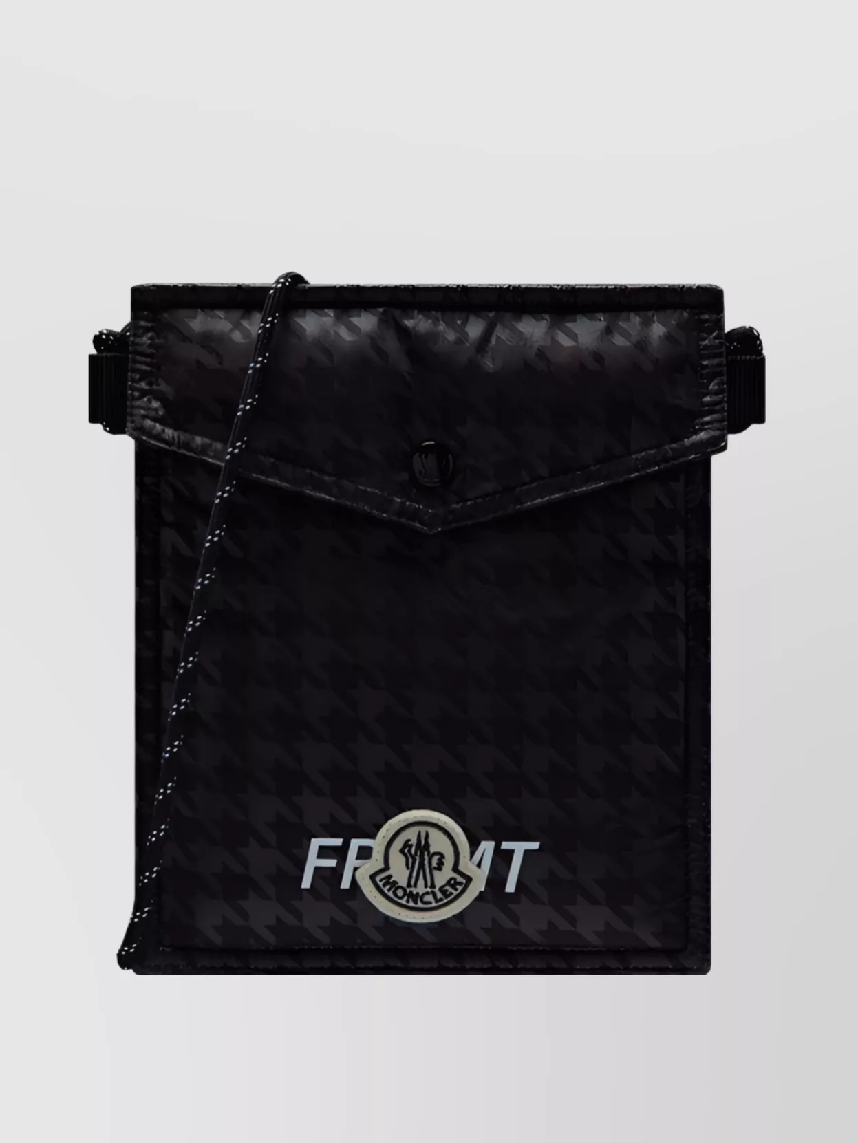 Shop Moncler Genius Rectangular Textured Shoulder Bag With Cord Strap In Black