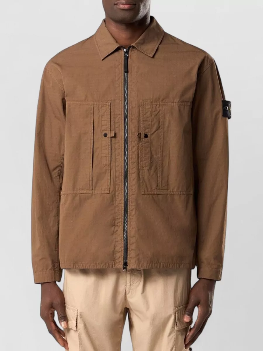 Stone Island Comfort Fit Collared Overshirt Long Sleeves