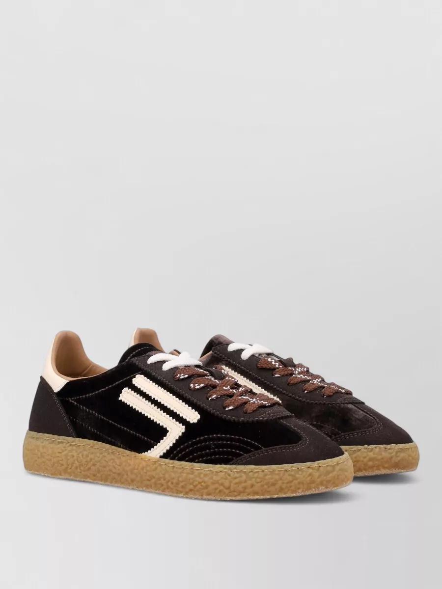 Puraai velvet lace-up sneakers