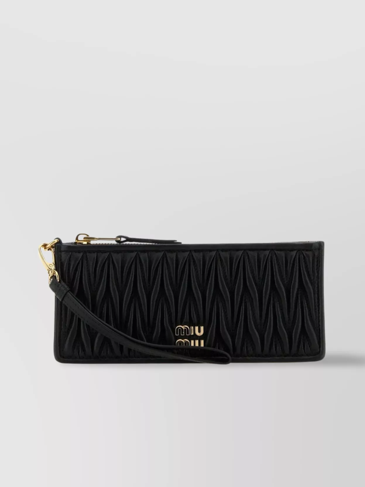 Miu Miu Nappa Leather Quilted Clutch With Detachable Strap In Black