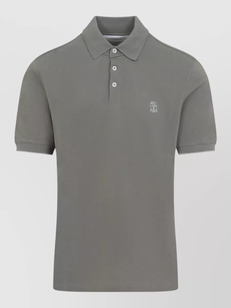 Brunello Cucinelli Cotton Piqué Shirt Short Sleeves Collar