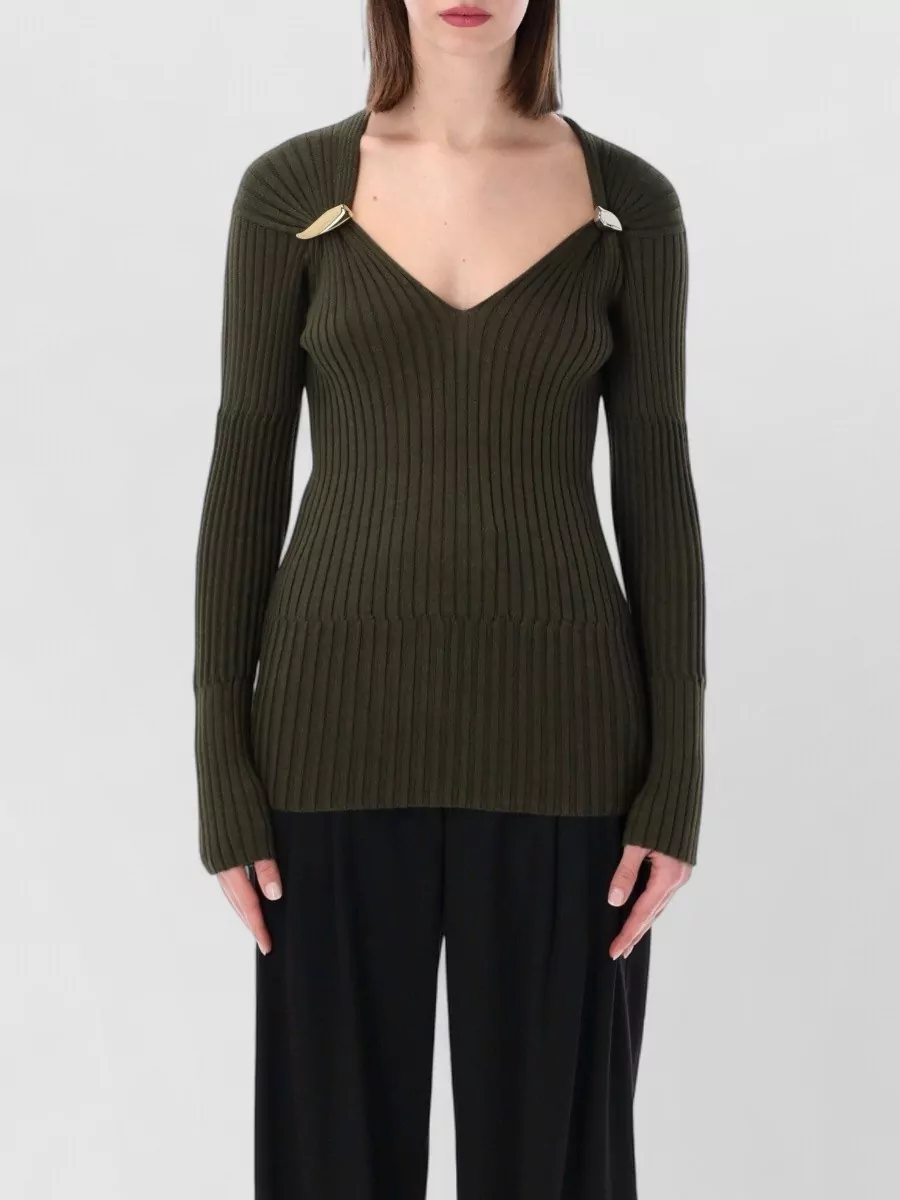 Bottega Veneta Cashmere Silk Ribbed Long-Sleeve Sweater
