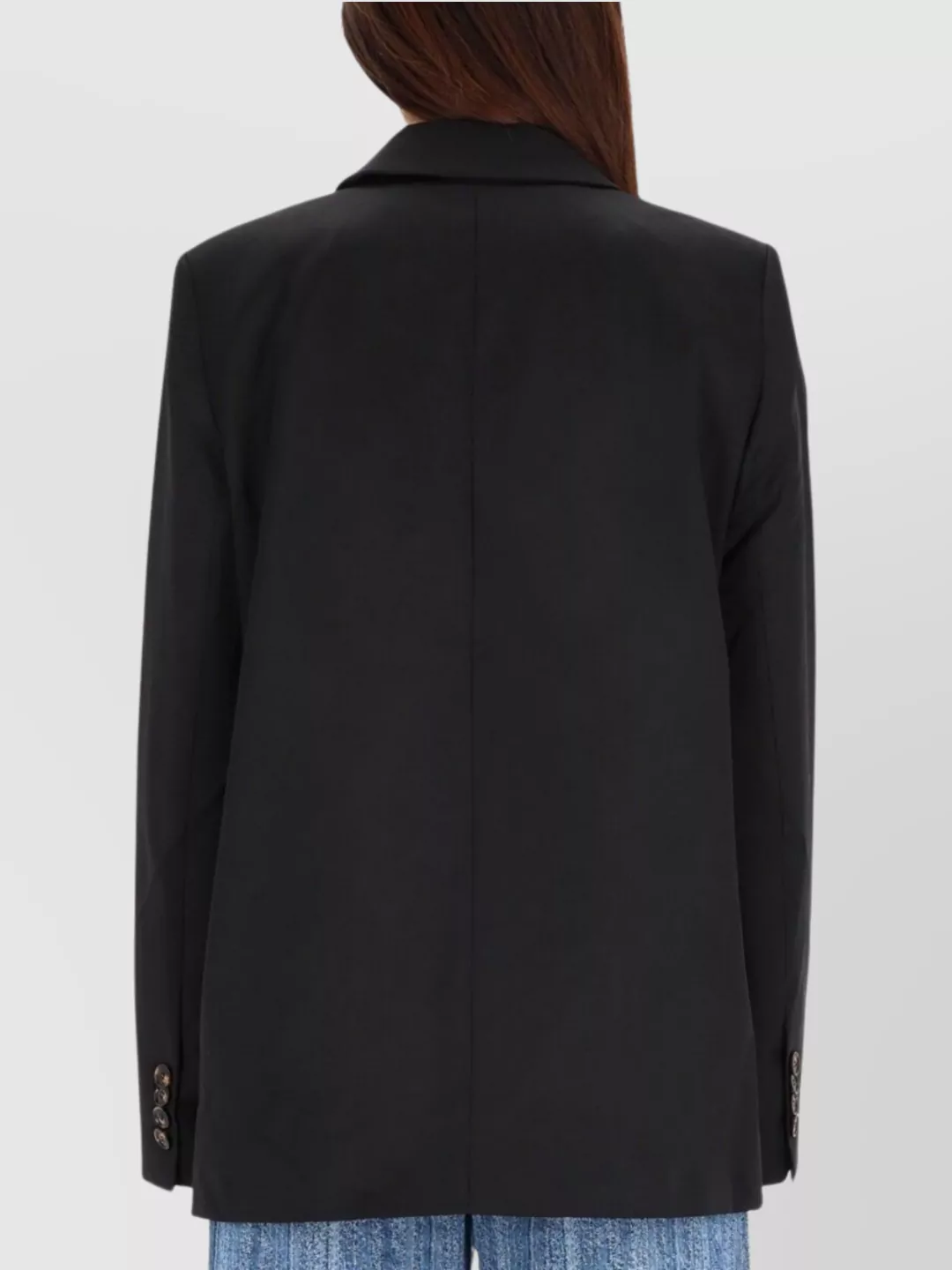 Ganni Double-breasted Jacket Notched Lapels In Blue