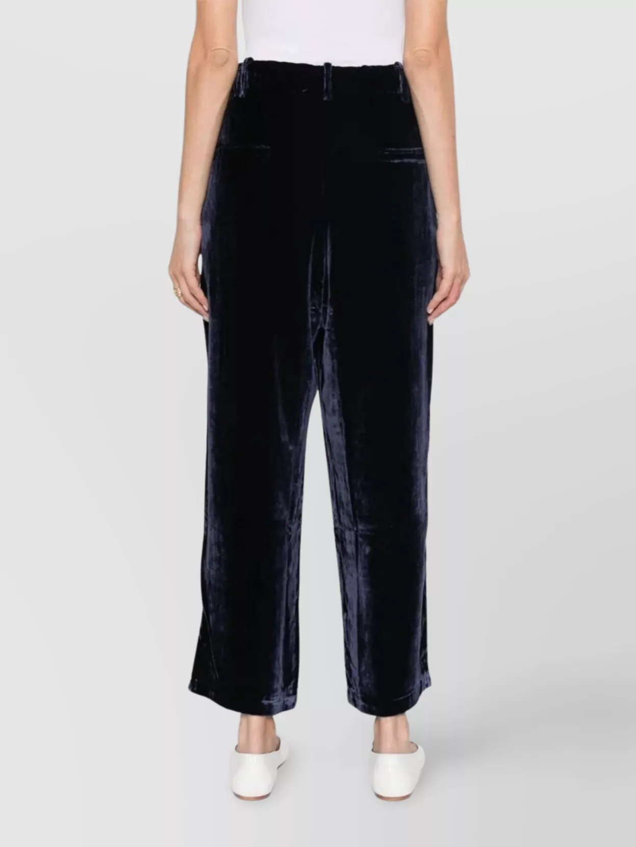 Pierre Louise Mascia Wide Leg Velvet Trousers Side Pockets