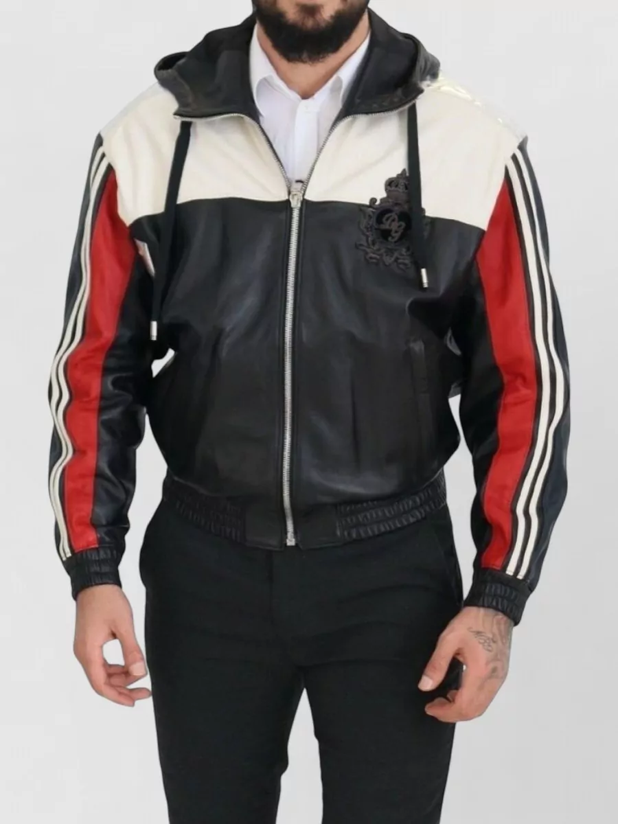 Dolce&Gabbana Leather hooded blouson jacket