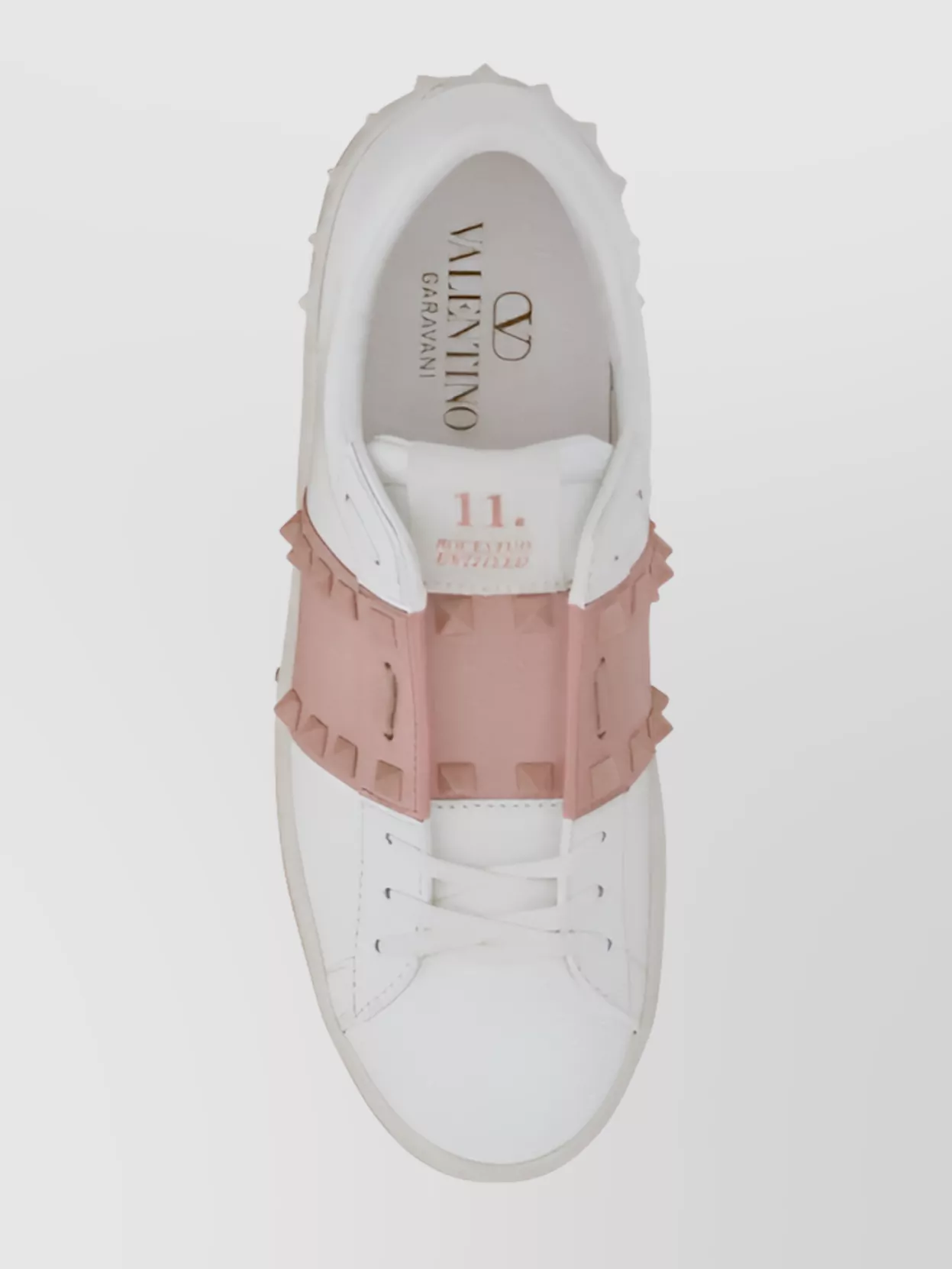 VALENTINO GARAVANI LEATHER STUDDED SNEAKERS ROUND TOE