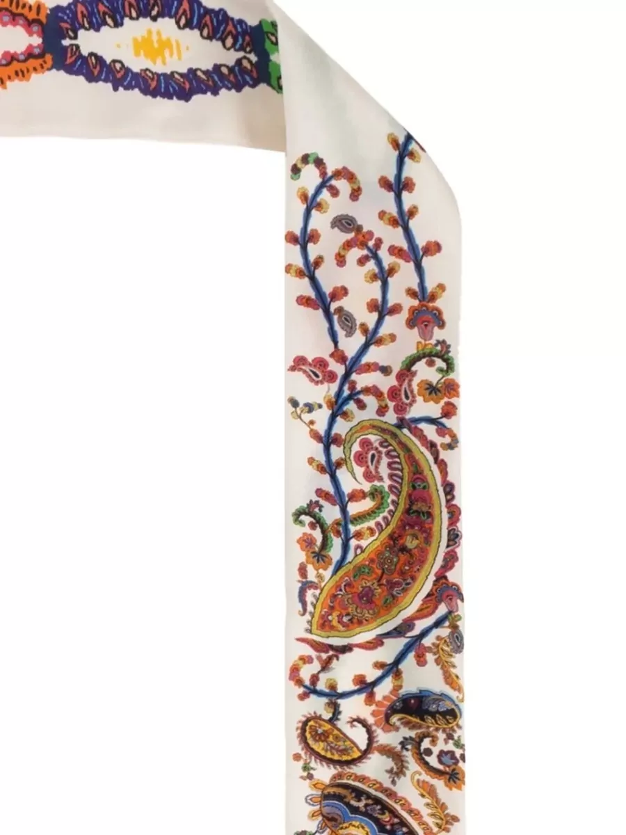 Etro Silk Scarf Paisley Pattern Lightweight Fabric