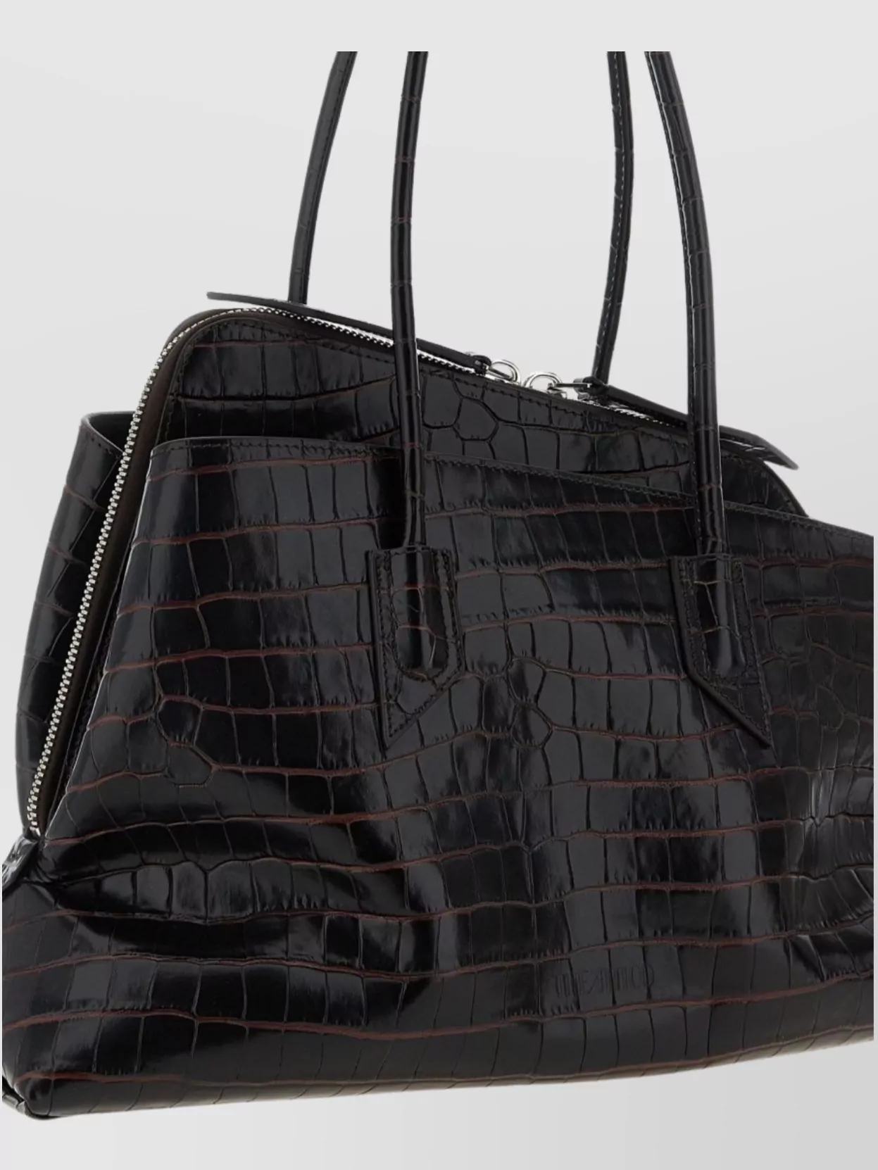 The Attico Crocodile Texture Shoulder Bag With Double Handles