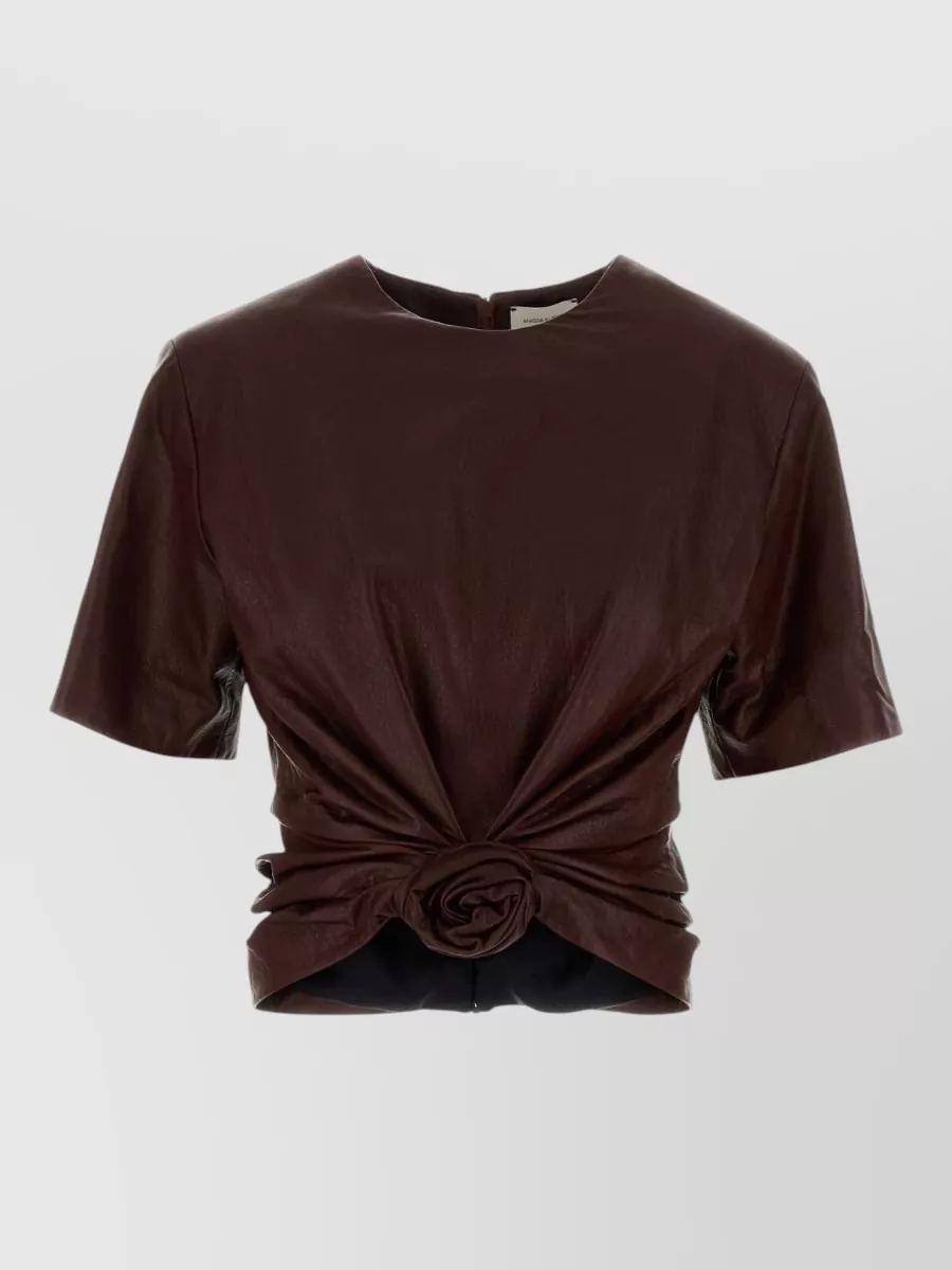 Magda Butrym leather draped cropped blouse
