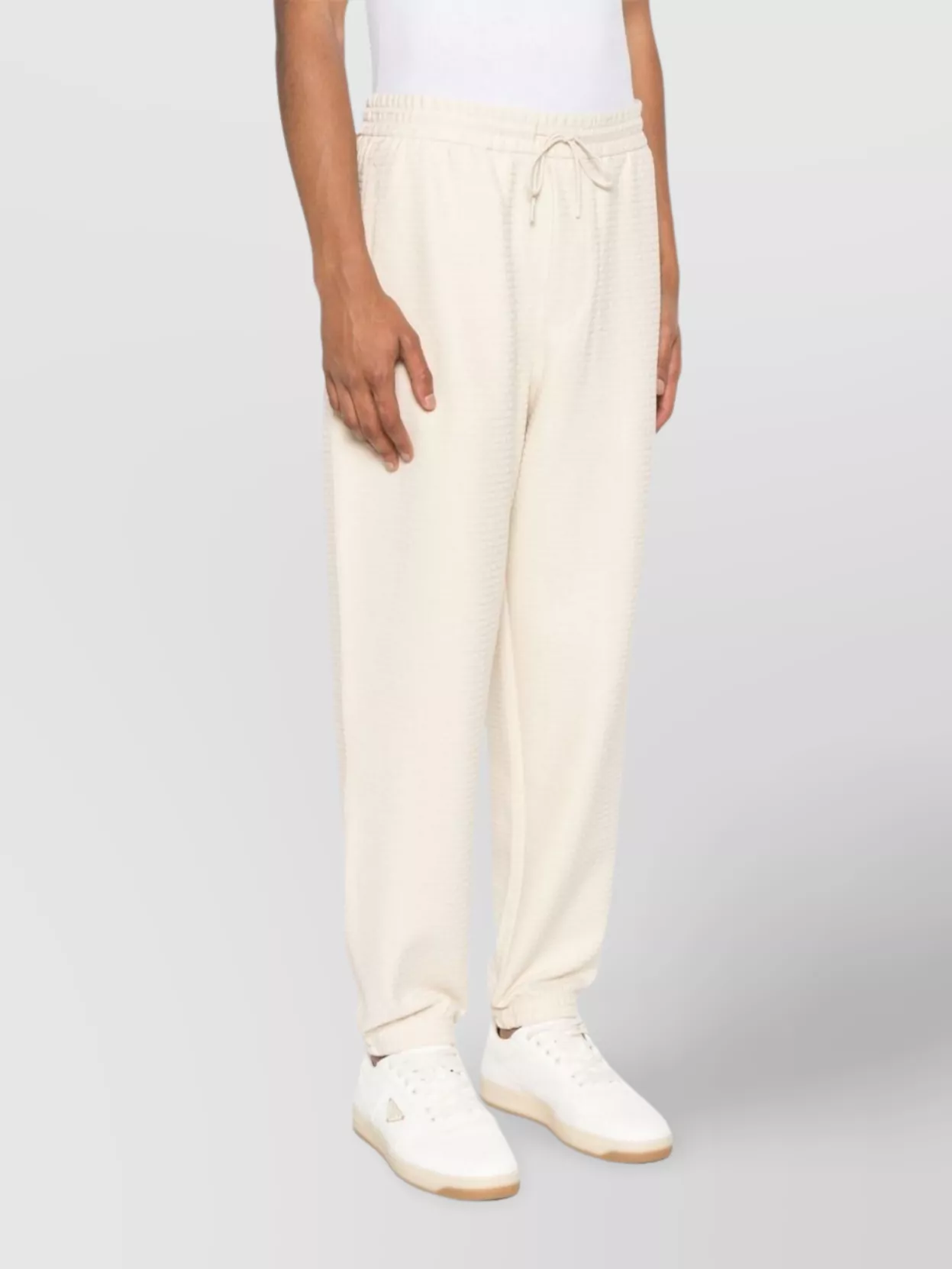 Emporio Armani Logo Print Textured Fabric Sweatpants