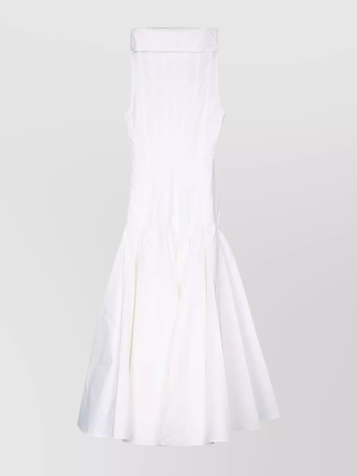 Jacquemus Midi Dress With Flared Skirt And High Neck In White