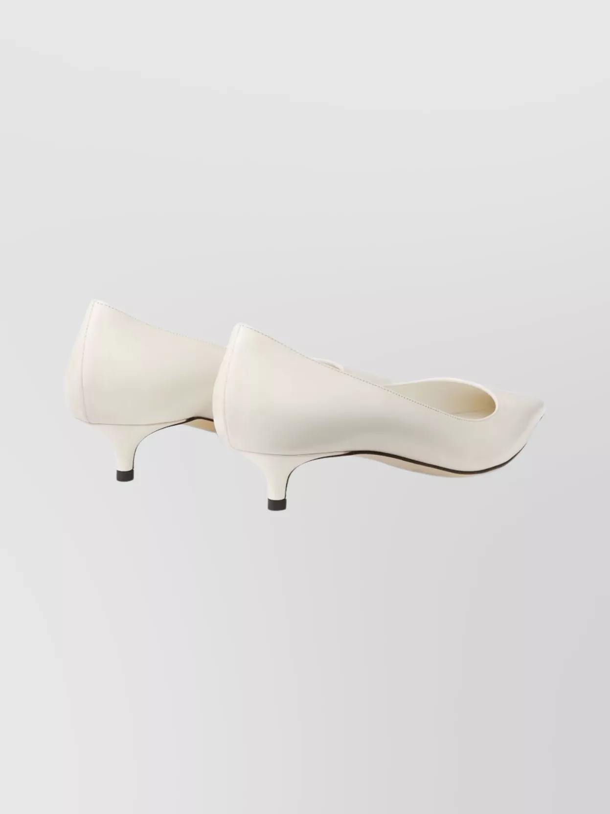 Jimmy Choo Pointed Toe Kitten Heel Leather Pumps In White