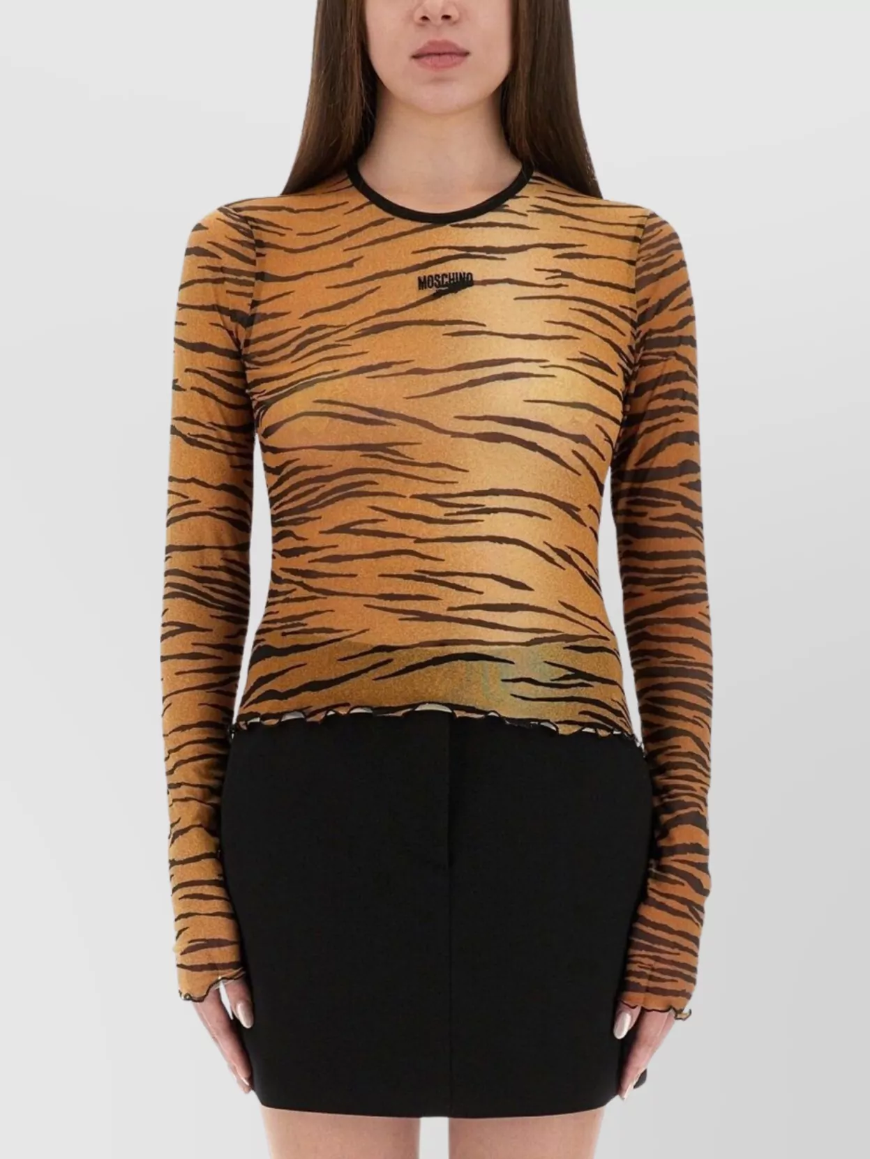 Moschino Animal Print Slim-Fit Mesh Top