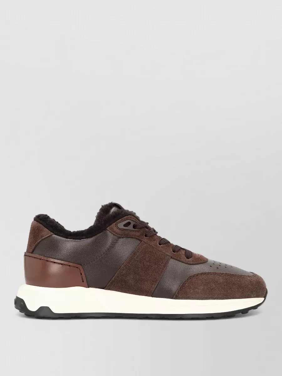 Tod's Leather Sneakers Low Profile Contrast Sole