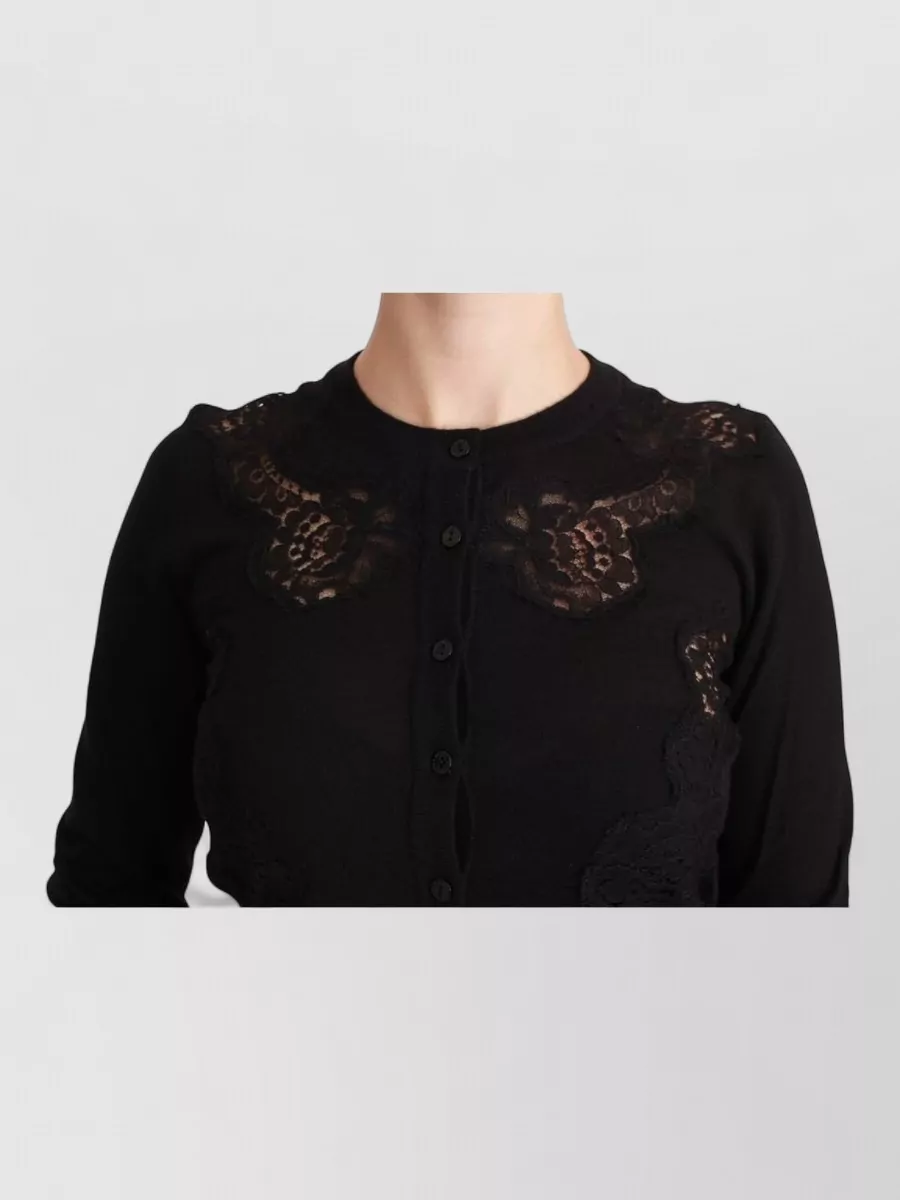 Dolce&Gabbana Cashmere Silk Lace Long-Sleeve Cardigan