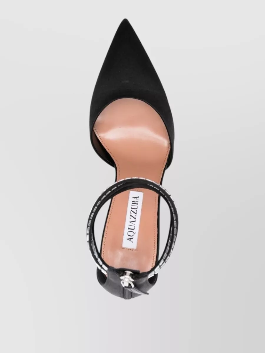 Aquazzura Embellished Satin Ankle Strap Pumps