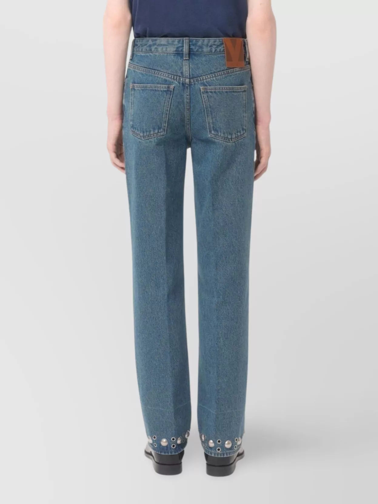 Valentino Five-Pocket Denim Trousers Featuring Button Embellishments