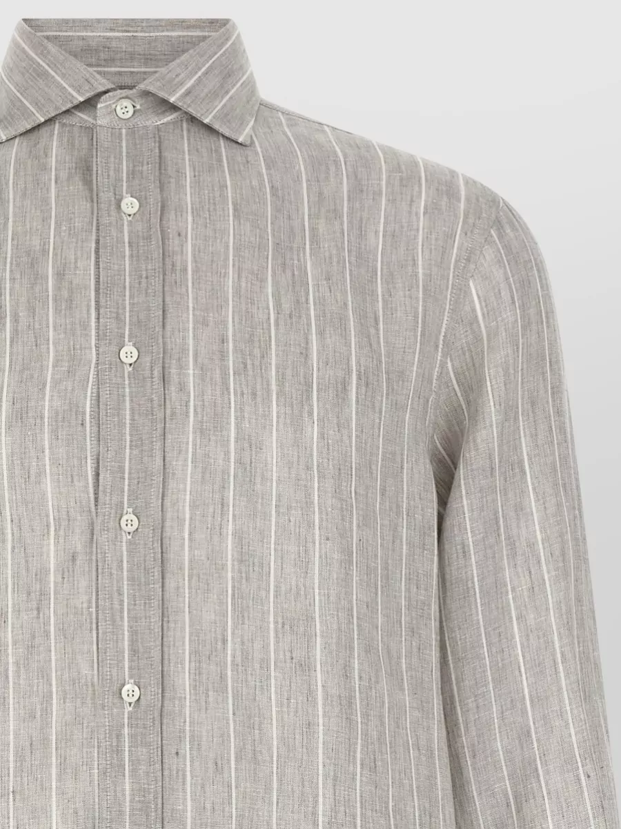 Brunello Cucinelli Pinstripe Long-Sleeve Shirt
