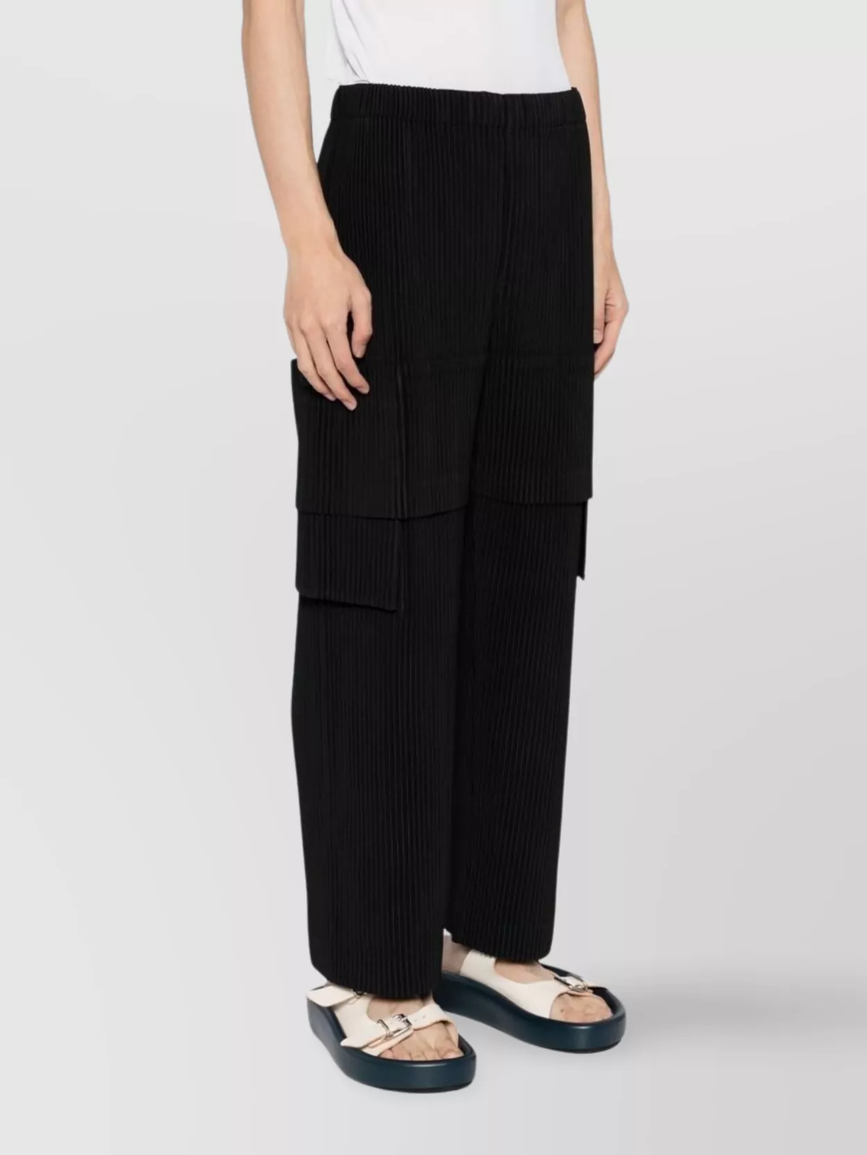 Homme Plisse Issey Miyake Wide Leg Trousers Featuring Cargo Pockets