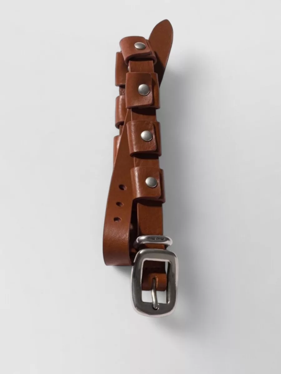 Miu Miu Adjustable Belt Metal Buckle Studded Design