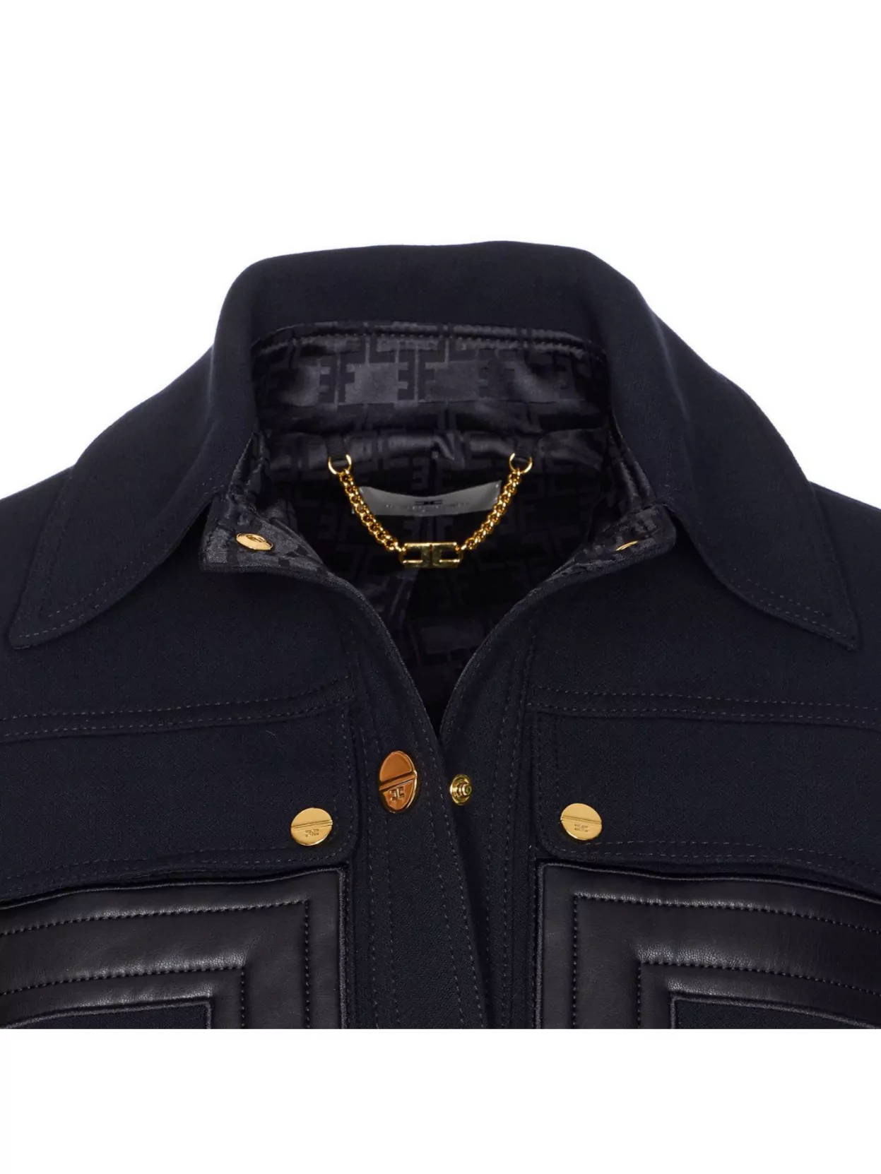 Elisabetta Franchi Cropped Jacket With Contrast Panels And Pockets